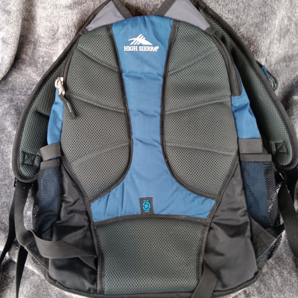 High Sierra Backpack Blue Gray School Travel Hiking Book Bag - Picture 7 of 16